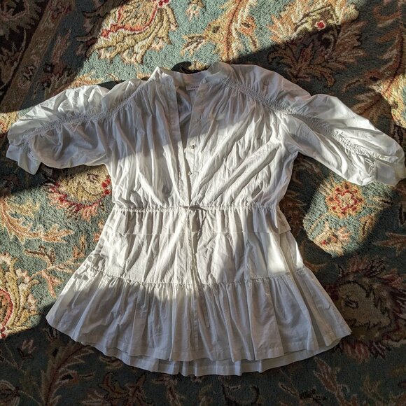 Frame Denim Ivory Tiered Mini Dress - Picture 1 of 9